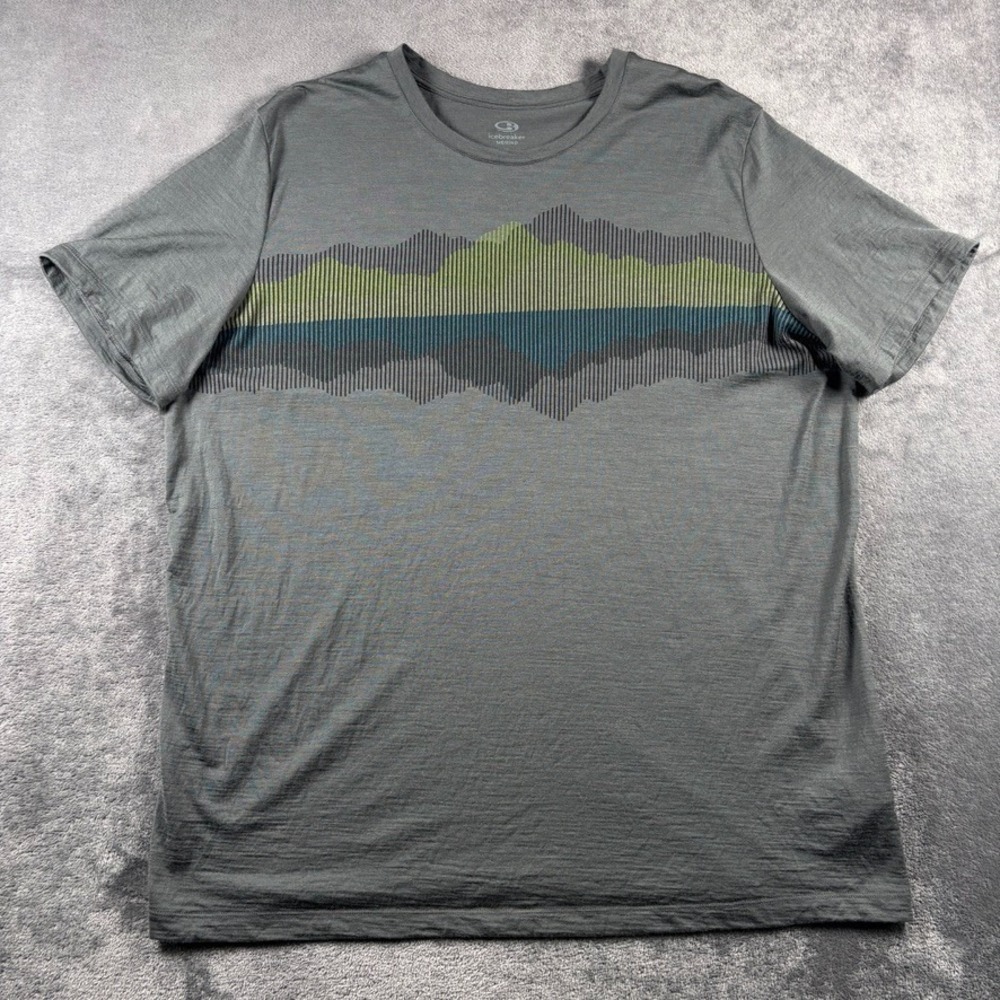 Icebreaker Shirt Mens XL Gray Merino Wool Nylon Tech Lite Graphic T-Shirt